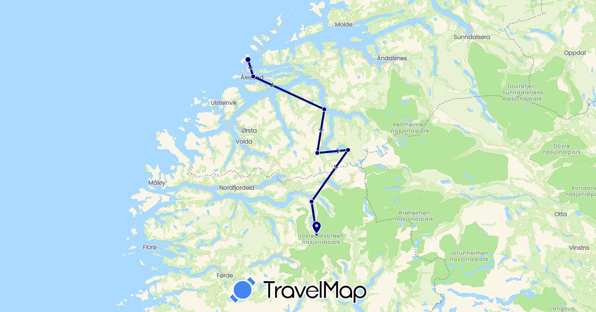 TravelMap itinerary: driving in Norway (Europe)